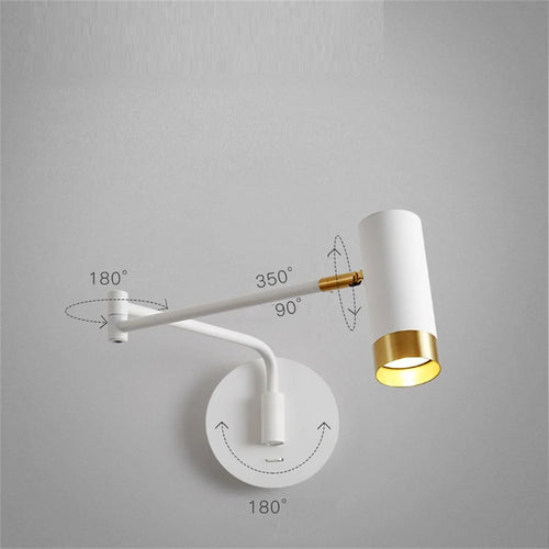 applique murale led moderne pivotante avec interrupteur flexible - vue 6 sur 8