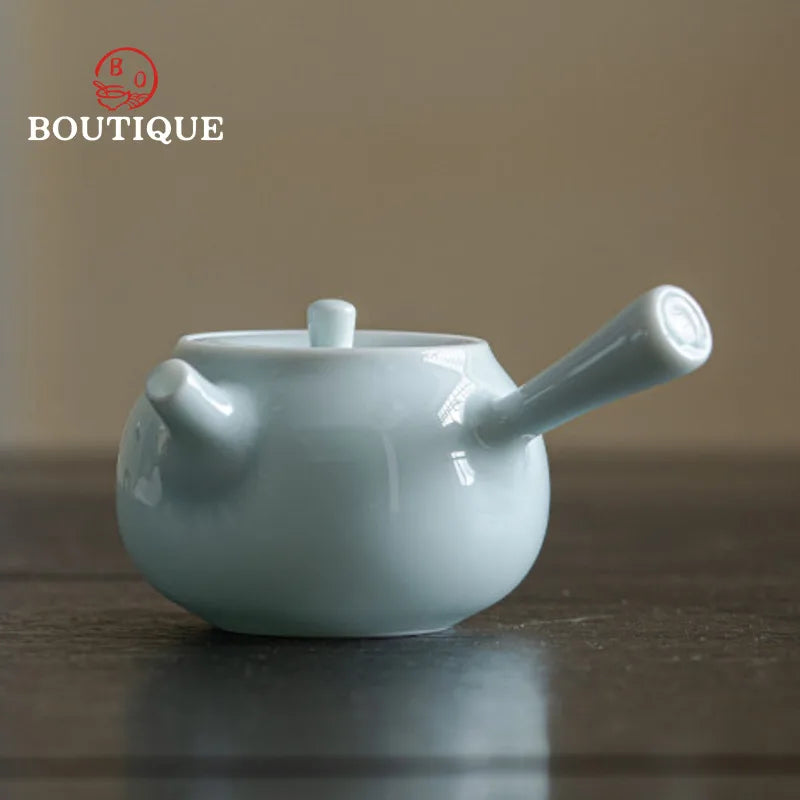 Théière japonaise artisanale céramique anse latérale 150ml filtre - vue 6 sur 7