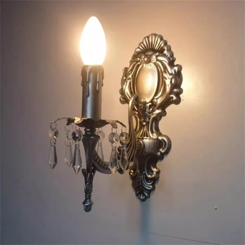 applique murale classique avec suspensions en cristal décoratifs - vue 2 sur 7