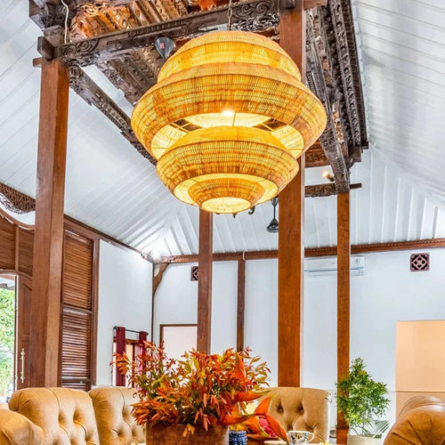 Suspension Bohemian Style Rattan Art en rotin - vue 6 sur 11