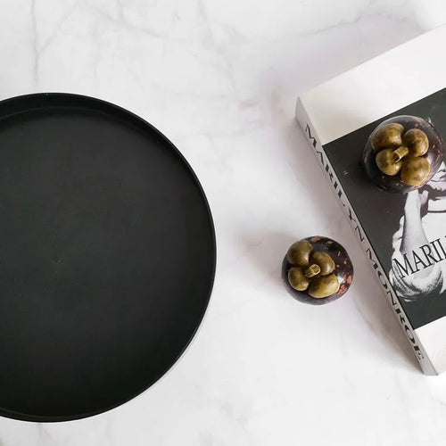 plateau de rangement décoratif rond pour fruits et cosmétiques - vue 2 sur 7