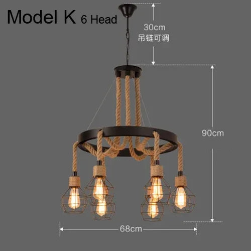 Lustre et Suspension rustique industrielle avec cordage - vue 17 sur 21