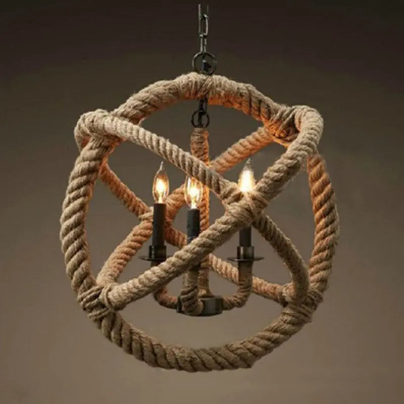 suspension en corde de chanvre style loft rétro pour café et restaurant - vue 4 sur 6