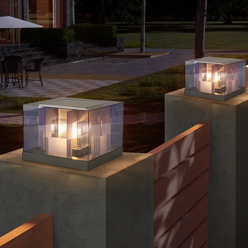 pilier lumière solaire extérieure étanche pour jardin villa - vue 4 sur 14