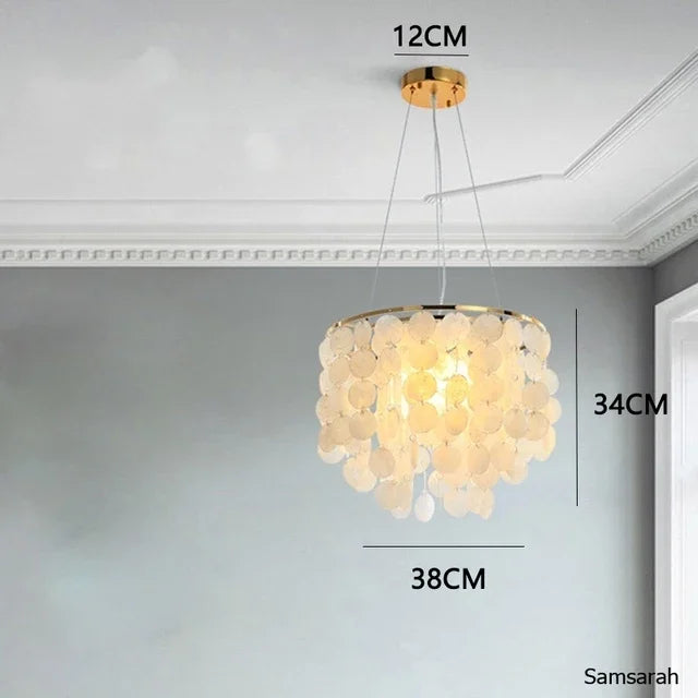 lustre nordique en coquillage avec luminaire à led - vue 13 sur 17