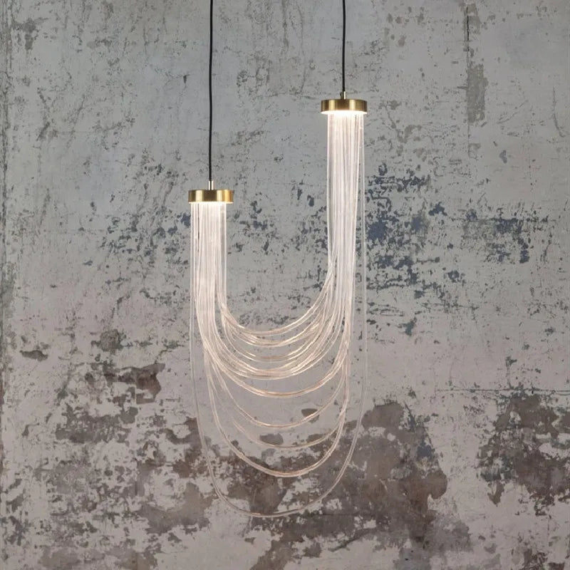 suspension led lumière transparente acrylique 	 fil réglable - vue 2 sur 8