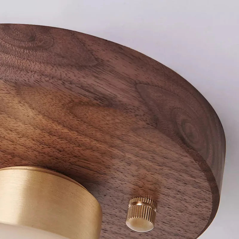 Walnut Wood Ceiling Light Fixture, Modern Wabi-Sabi Style, Grass Led Ceiling Lamp for Hallway, Entryway, Kitchen, Foyer - vue 6 sur 7