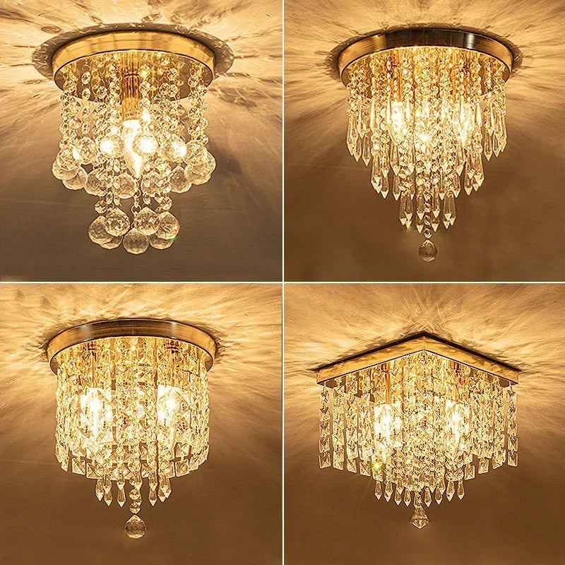 plafonnier led en bois style bohème moderne avec cristal élégant - vue 5 sur 20
