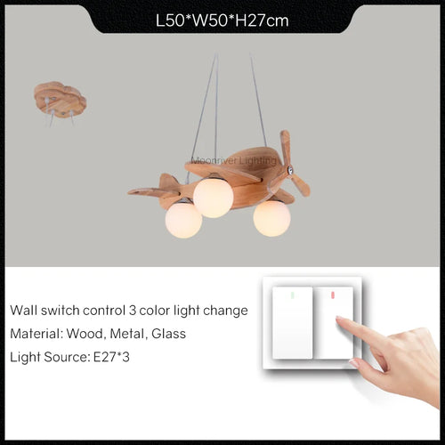 lustre en bois pour chambre d'enfant suspension décorative - vue 11 sur 15