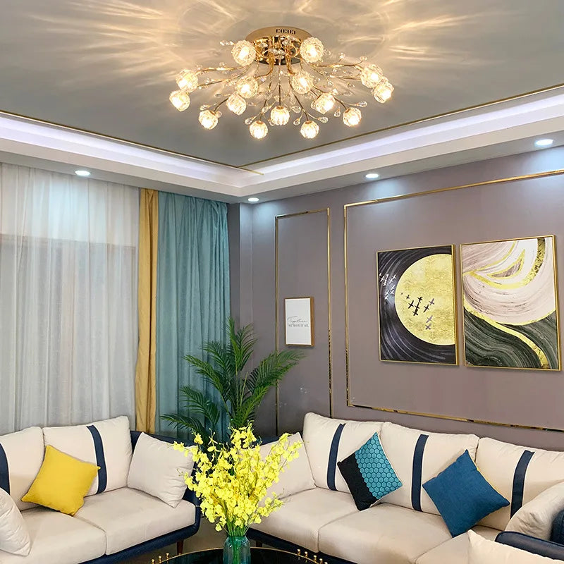 lustre moderne en verre et cristal pour décoration intérieure - vue 5 sur 11