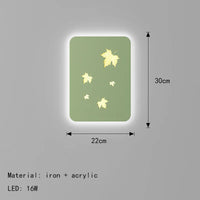 applique murale métallique à intensité variable avec feuilles d'érable