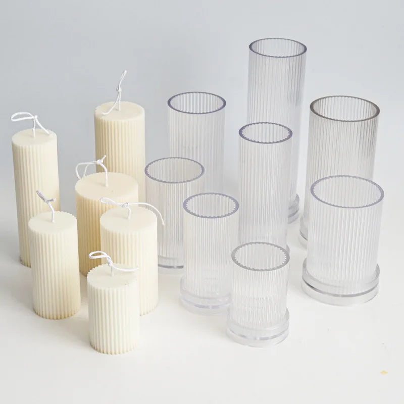 moule cylindrique à rayures pour fabrication de bougies en acrylique - vue 2 sur 14