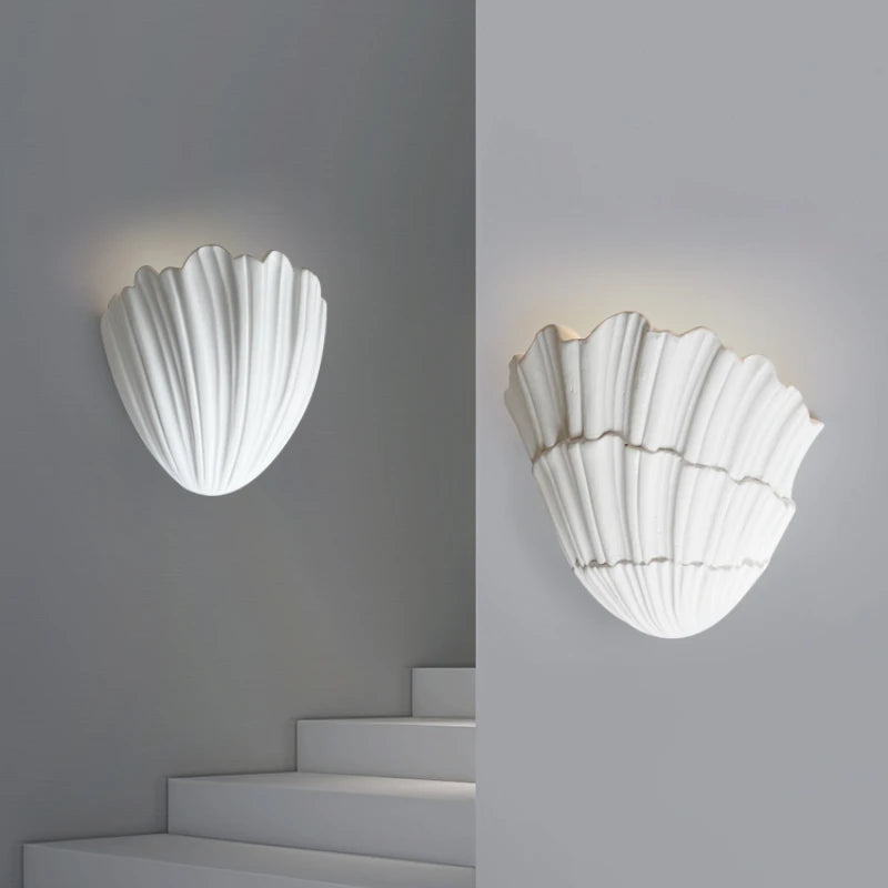 applique murale en coquille de gypse led moderne et créative - vue 3 sur 9
