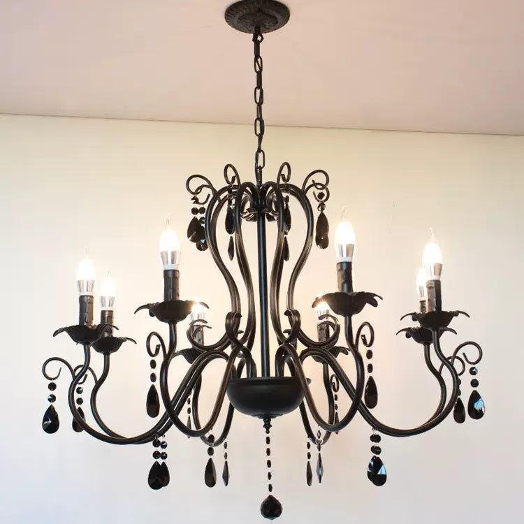 lampe à bougie en fer et cristal de luxe pour décoration intérieure - vue 12 sur 12