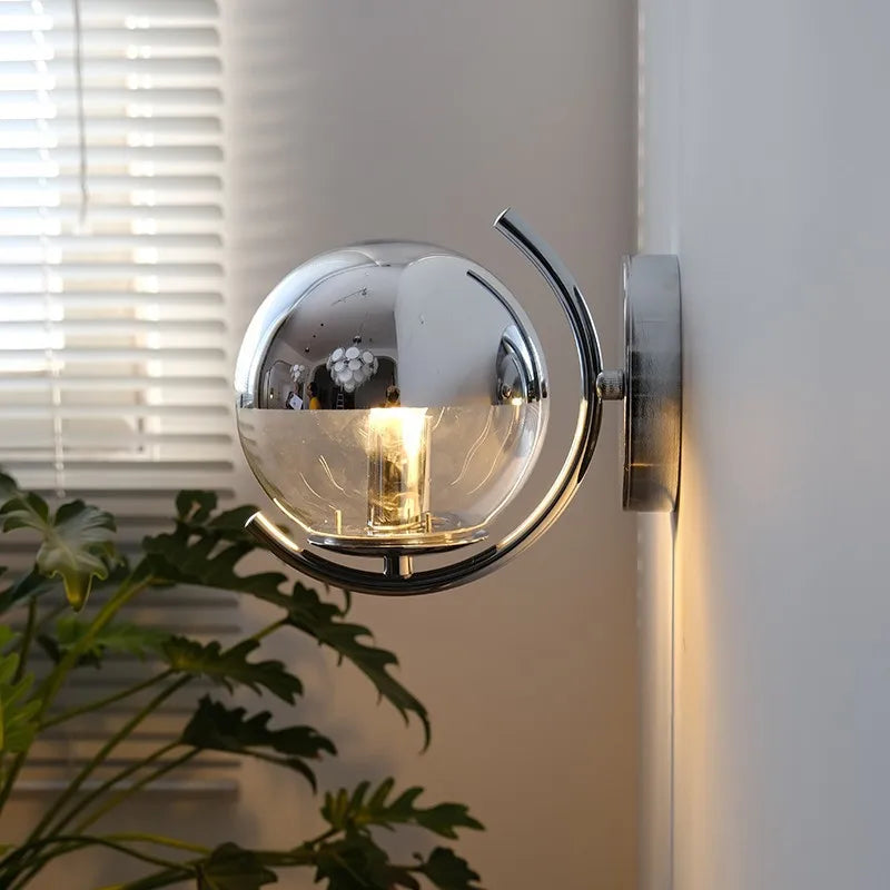 applique murale moderne minimaliste en argent à bulles en verre - vue 1 sur 7