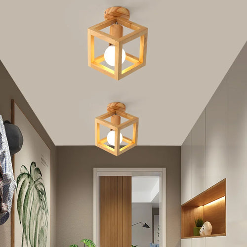 plafonnier nordique en bois led avec 3 températures de lumière - vue 4 sur 14