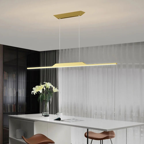 lustre suspension nordique ligne longue cuisine bar île éclairage - vue 4 sur 12