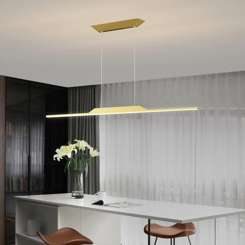 lustre suspension nordique ligne longue cuisine bar île éclairage - vue 3 sur 12