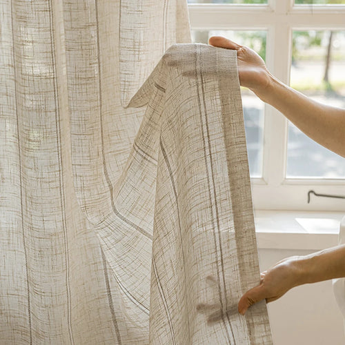 Voilage rideau style japonais rayé pour salon chambre - vue 2 sur 7