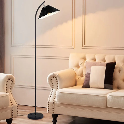 lampadaire nordique moderne abat-jour plissé pour décoration intérieure - vue 2 sur 7