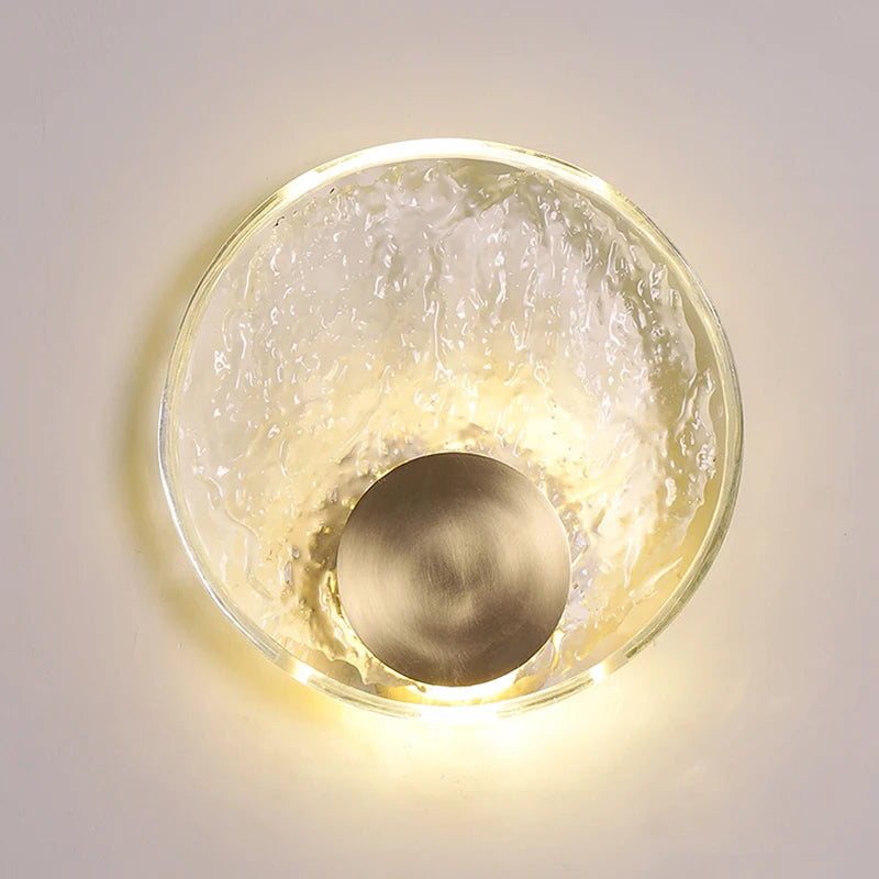 applique murale led nordique en verre transparent et cuivre - vue 2 sur 8