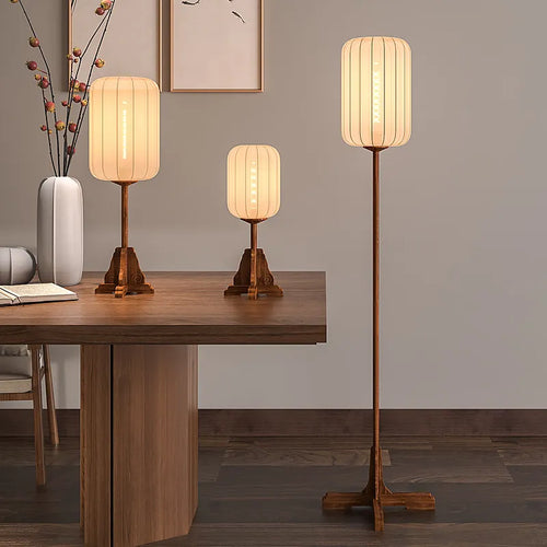 Style Vintage lampadaire tissu bois cuivre chambre d'hôtel salon Restaurant salon de thé luminaires E27 ampoule - vue 2 sur 9