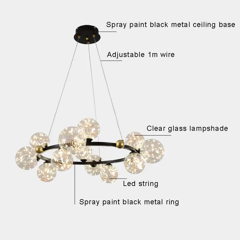 lustre led moderne design nordique pour décoration intérieure - vue 5 sur 18