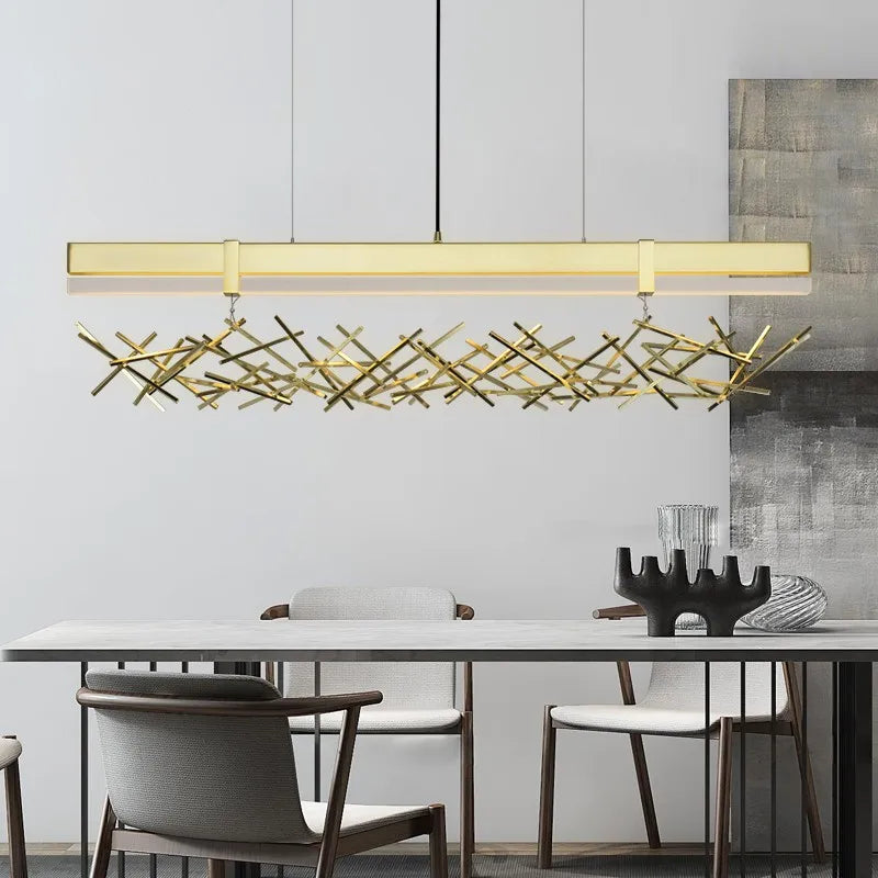 lustre led nordique postmoderne en acier inoxydable et acrylique - vue 1 sur 8