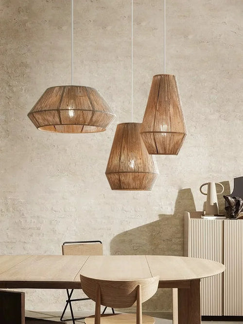 suspension en rotin japonais style wabi sabi pour espaces rustiques - vue 6 sur 16