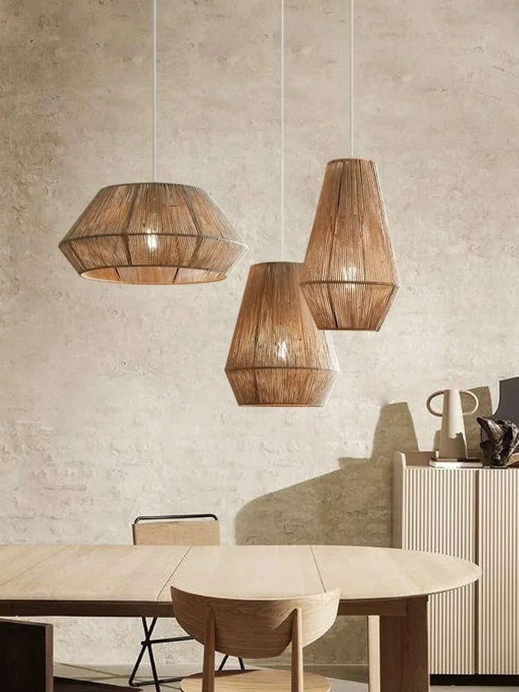 suspension en rotin japonais style wabi sabi pour espaces rustiques - vue 5 sur 16