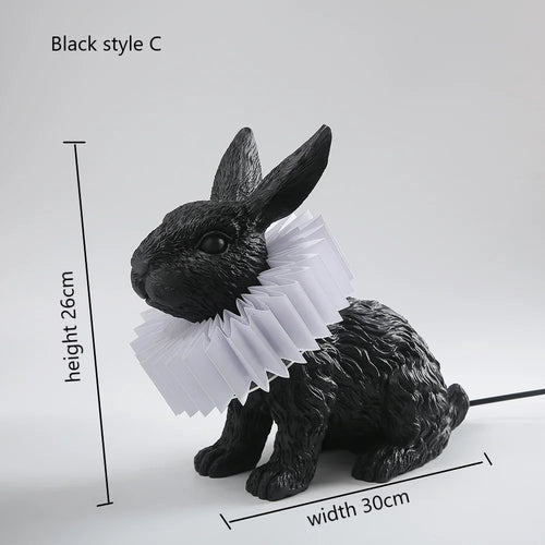lampe de table créative en résine avec écharpe de lapin décorative - vue 14 sur 15