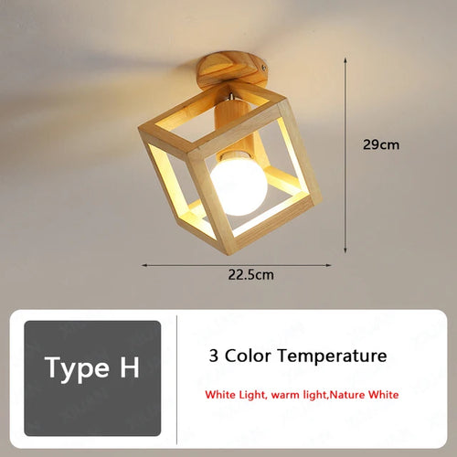 plafonnier nordique en bois led avec 3 températures de lumière - vue 10 sur 14