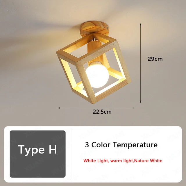 plafonnier nordique en bois led avec 3 températures de lumière - vue 9 sur 14