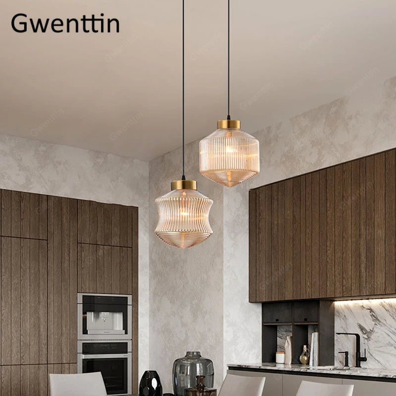 suspension en verre teinté pour décoration intérieure moderne - vue 5 sur 8