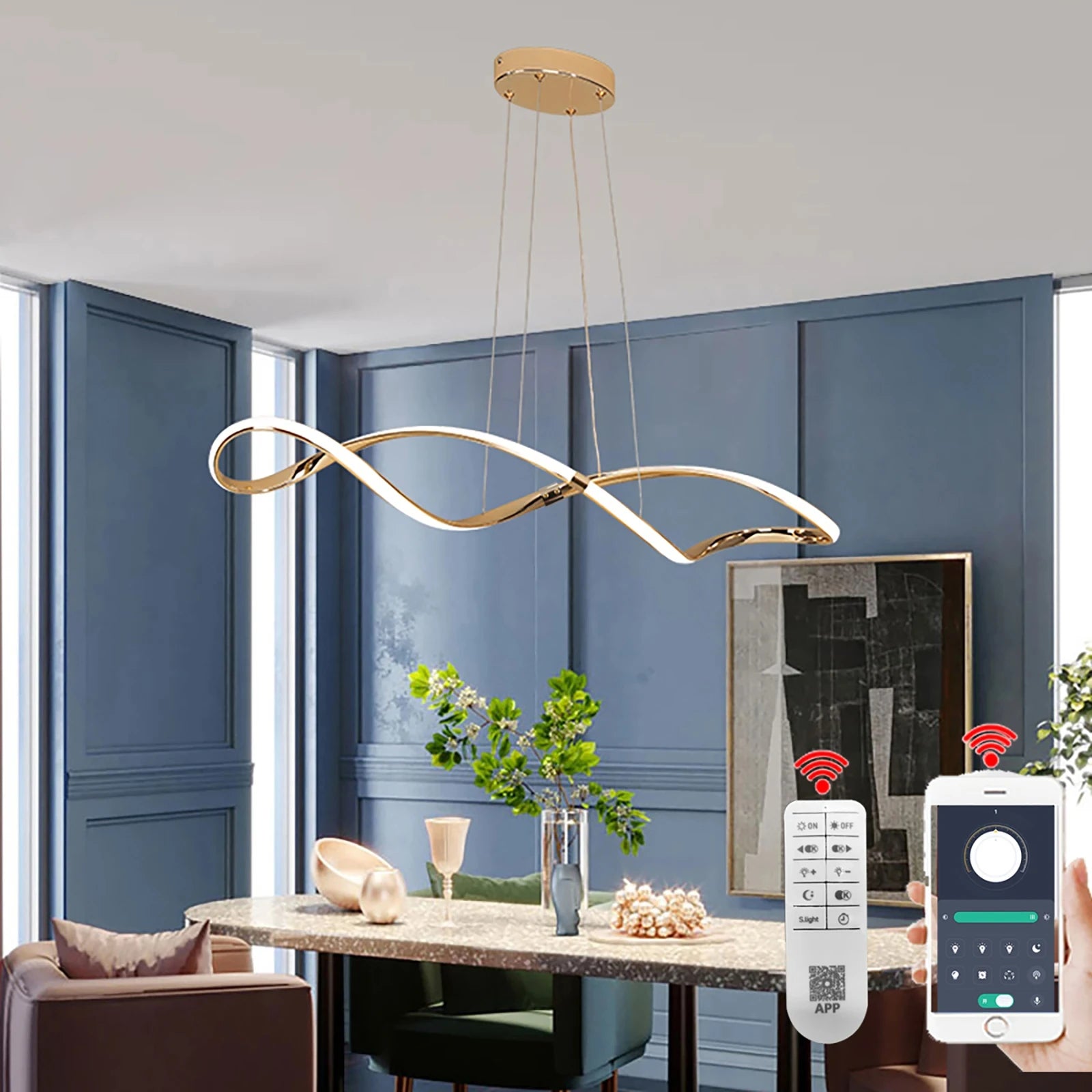 lustre moderne en verre pour éclairage intérieur - vue 4 sur 21