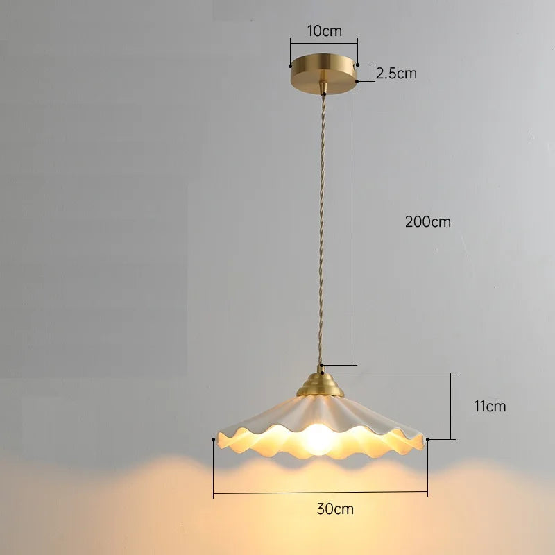 suspension LED 30 cm blanc en céramique style japonais - vue 10 sur 12