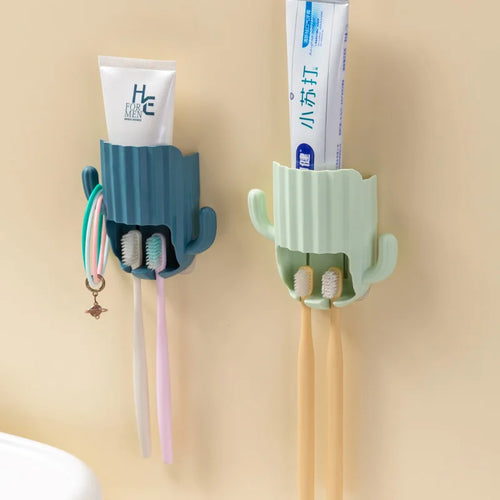 support mural auto-adhésif cactus pour dentifrice et brosse à dents - vue 2 sur 15