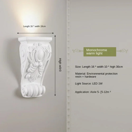 applique murale en résine d'ange sculptée décorative à led - vue 11 sur 19