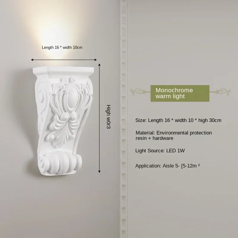 applique murale en résine d'ange sculptée décorative à led - vue 10 sur 19