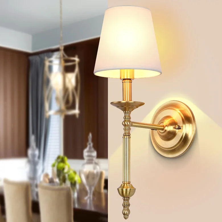 applique murale antique à LED avec abat-jour en tissu - vue 3 sur 10