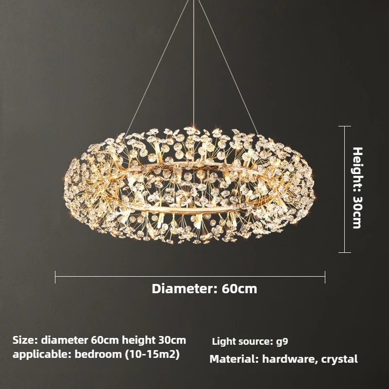 lustre en cristal moderne en forme de pissenlit créatif et atmosphérique