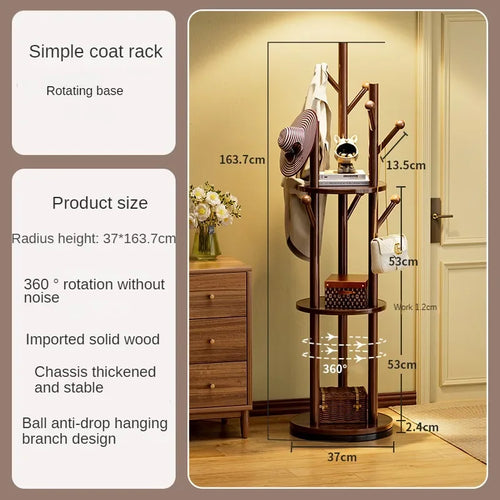 porte-manteau en bois organisateur rotatif pour vêtements - vue 11 sur 11