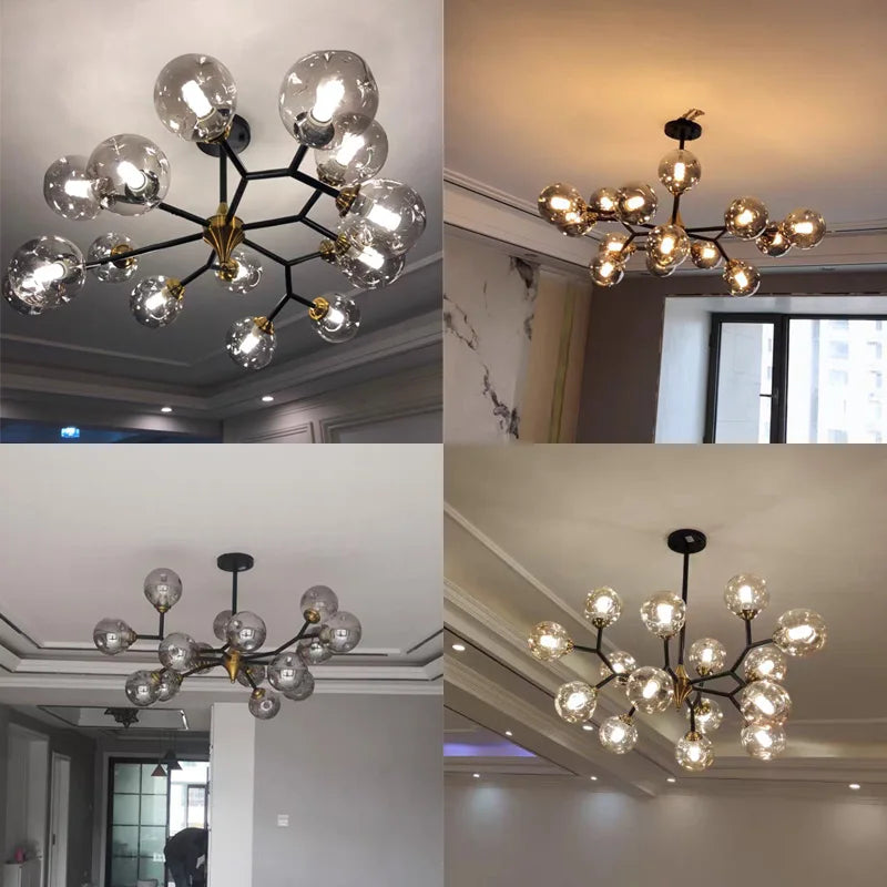 lustre moderne en verre avec éclairage led élégant - vue 6 sur 14
