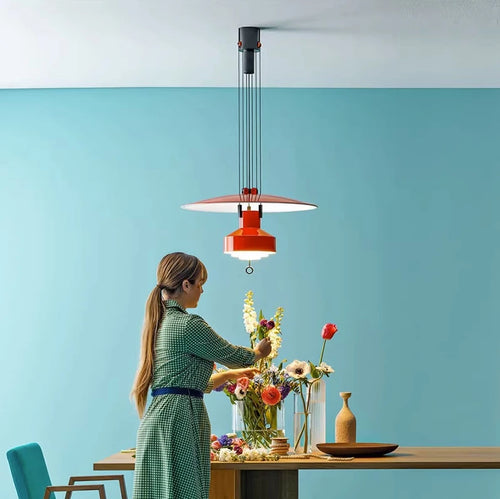 Nordic Creative LED Restaurant Stretching UFO Pendant Light Modern and Simple Vintage Dining Table and Bar Adjustable Ring Light - vue 3 sur 13