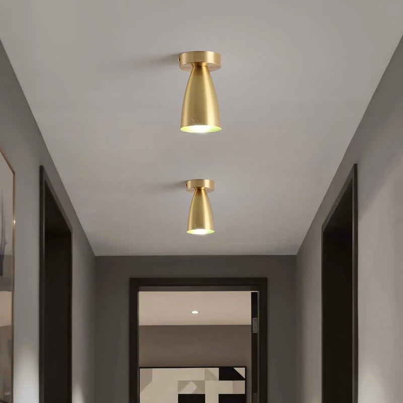 Balcony, American All Copper Ceiling, Small Ceiling Lamp, Nordic Modern Simple Cloakroom, Creative Porch, Entrance Hall Lamp - vue 2 sur 9