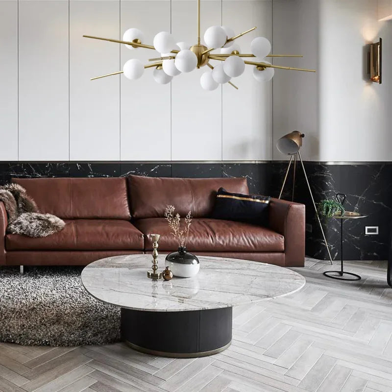 lustre moderne led en verre boule pour décoration maison - vue 4 sur 9
