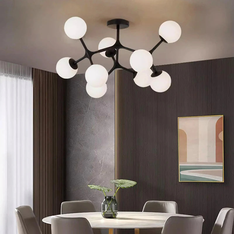 lustre nordique boule de verre suspension décorative luminaire - vue 3 sur 9