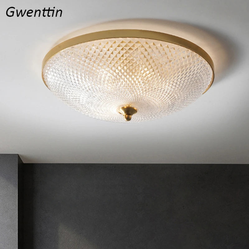 plafonnier en cuivre et verre pour décoration loft moderne - vue 3 sur 7
