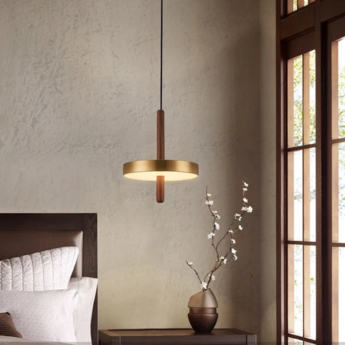 lustre nordique en bois et métal doré réglable pour intérieur - vue 5 sur 7