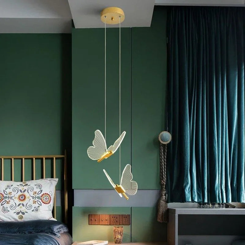lustre papillon transparent design nordique suspension led - vue 3 sur 17